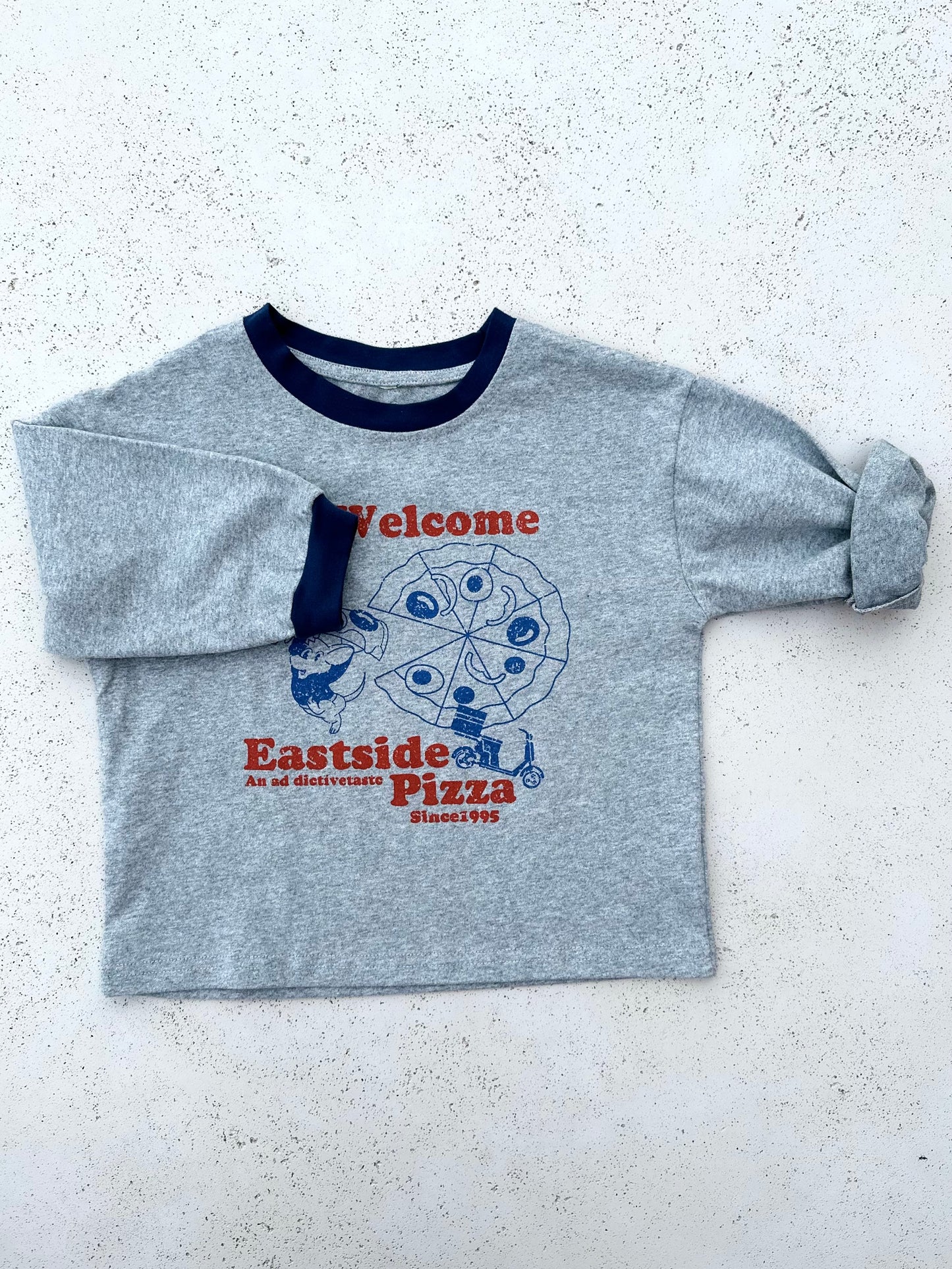 Pizza boxy tee - melange/blue