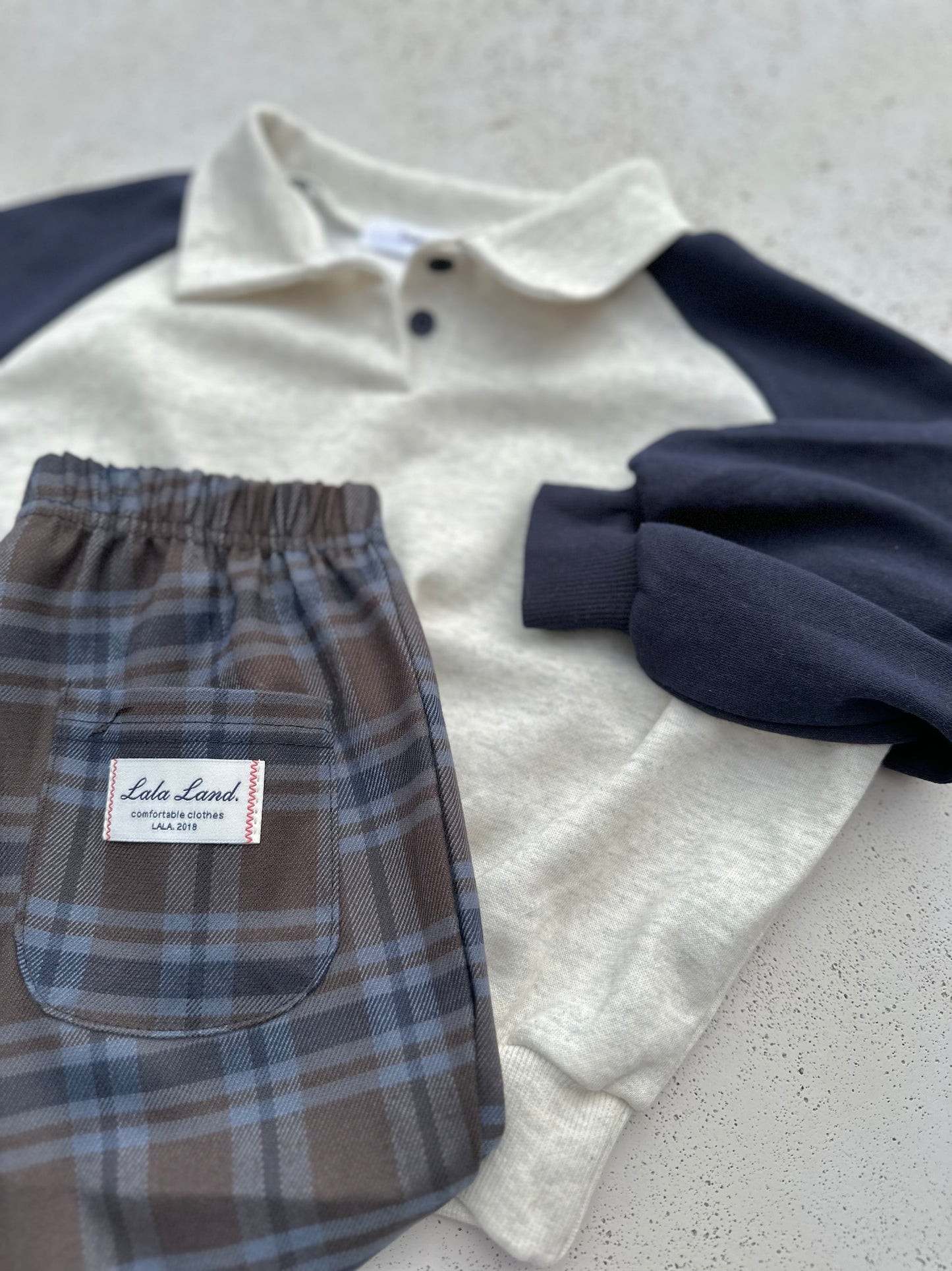 Raglan collar sweatshirt - navy-melange