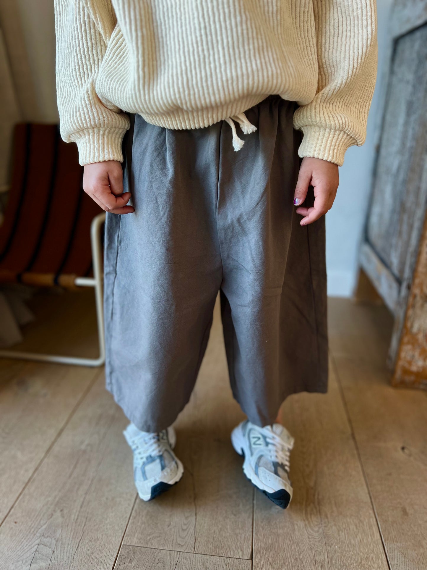 Oxford easy wide pants - charcoal