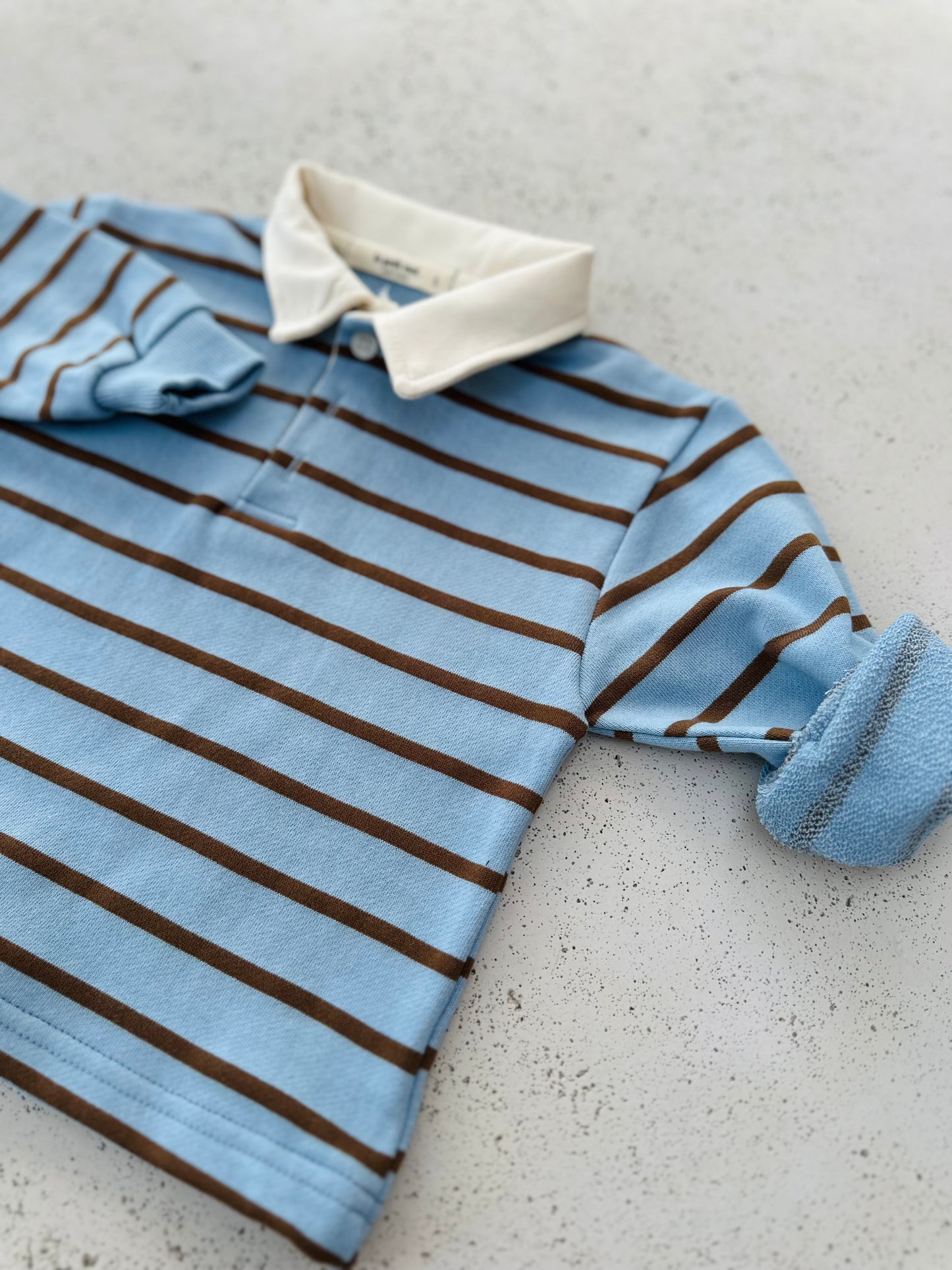 Mel stripe polo - sky/brown