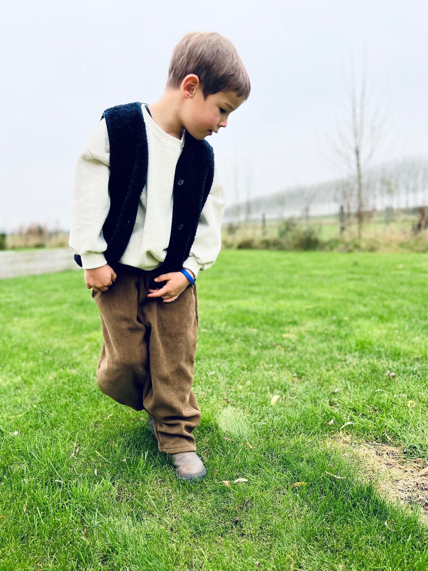 Warm fleeced rib pants - Brown: LAST ONES: 4-5y, 7-8y