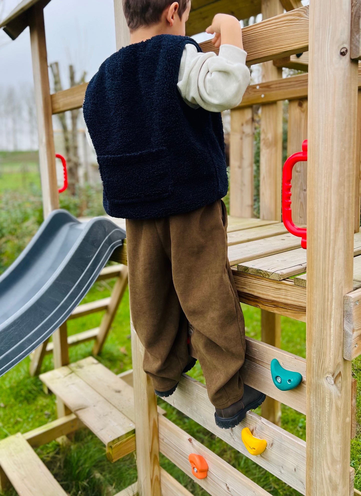 Warm fleeced rib pants - Brown: LAST ONES: 4-5y, 7-8y