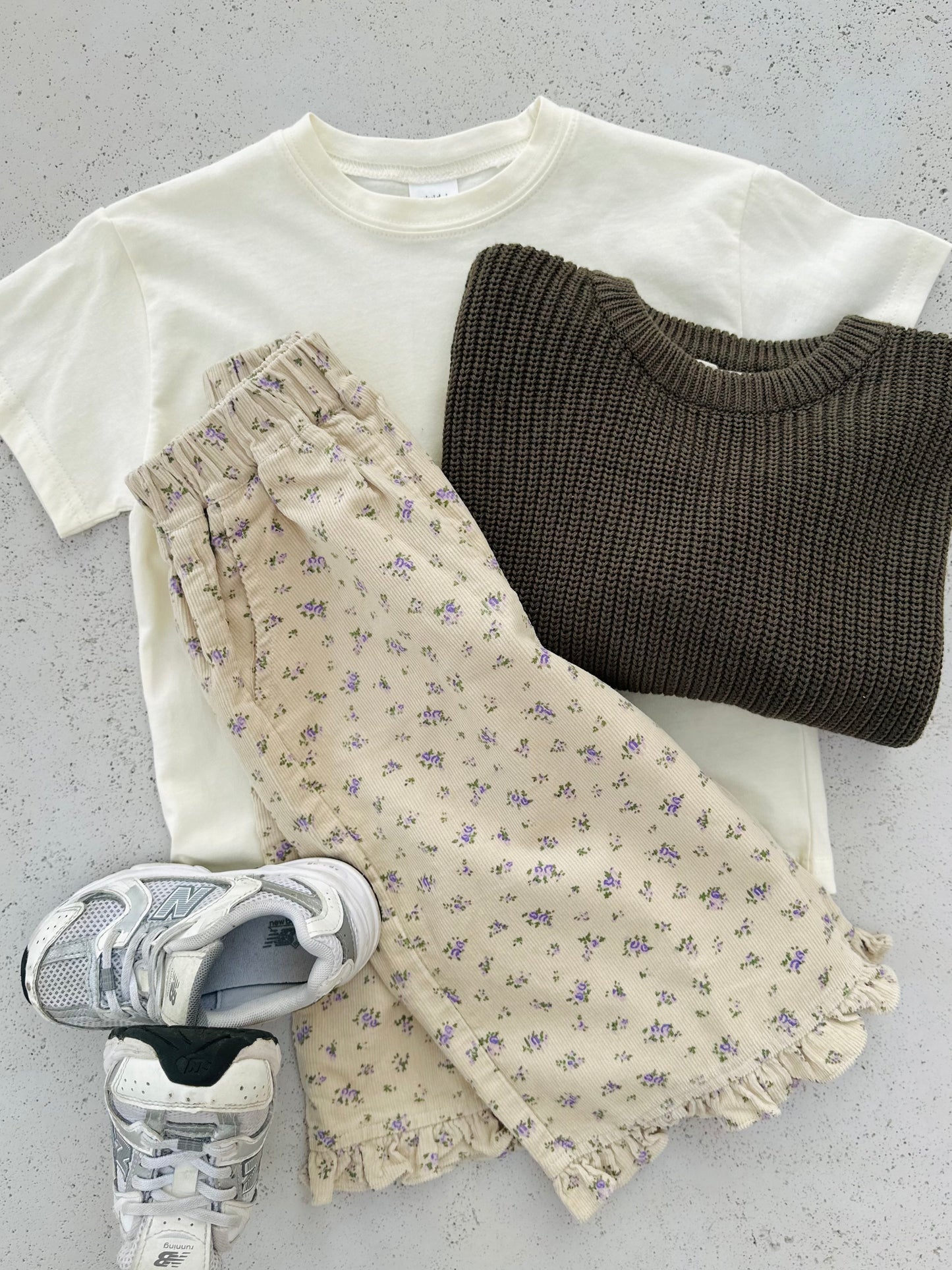 Lilly flower rib pants - ecru