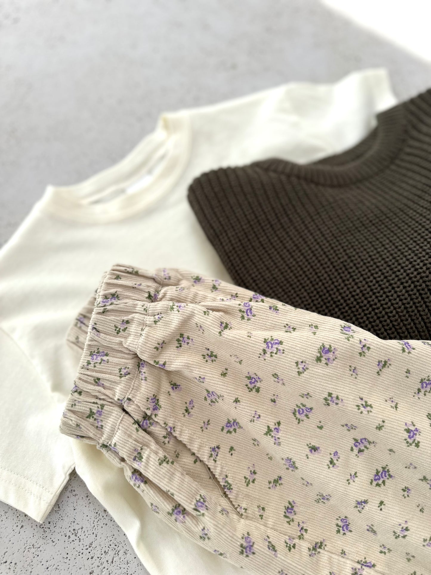 Lilly flower rib pants - ecru