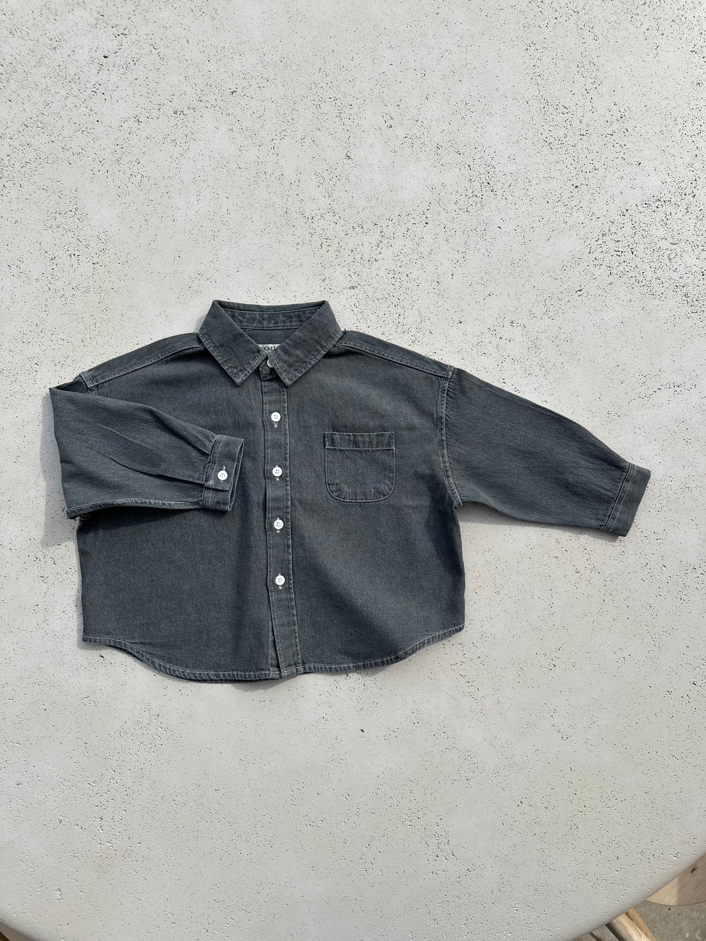 Bucket oversized denim shirt - grey