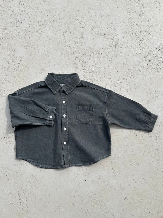 Bucket oversized denim shirt - grey