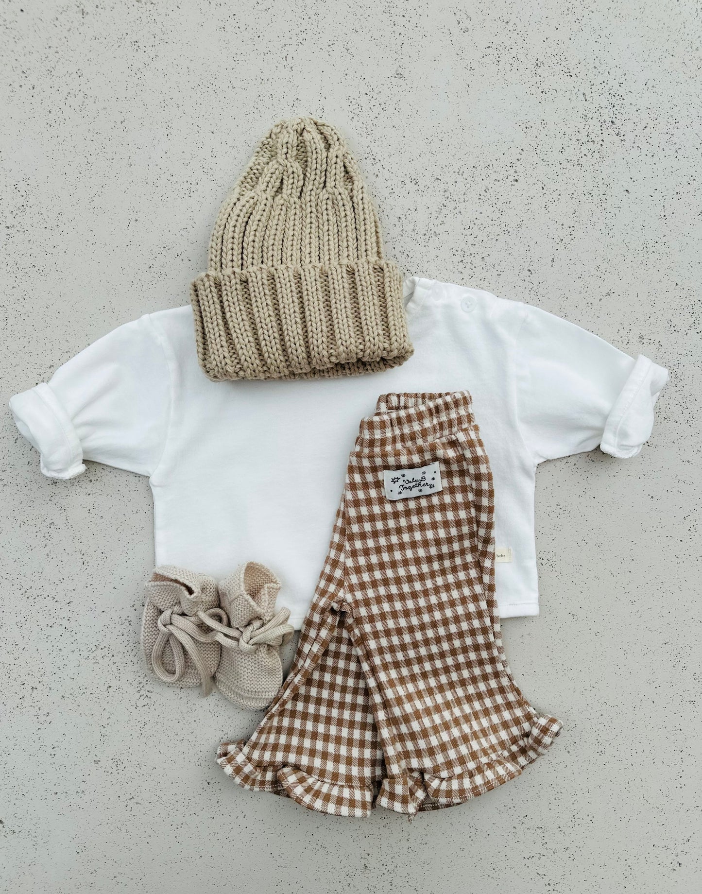 Bebe frill bootcut pants - check beige