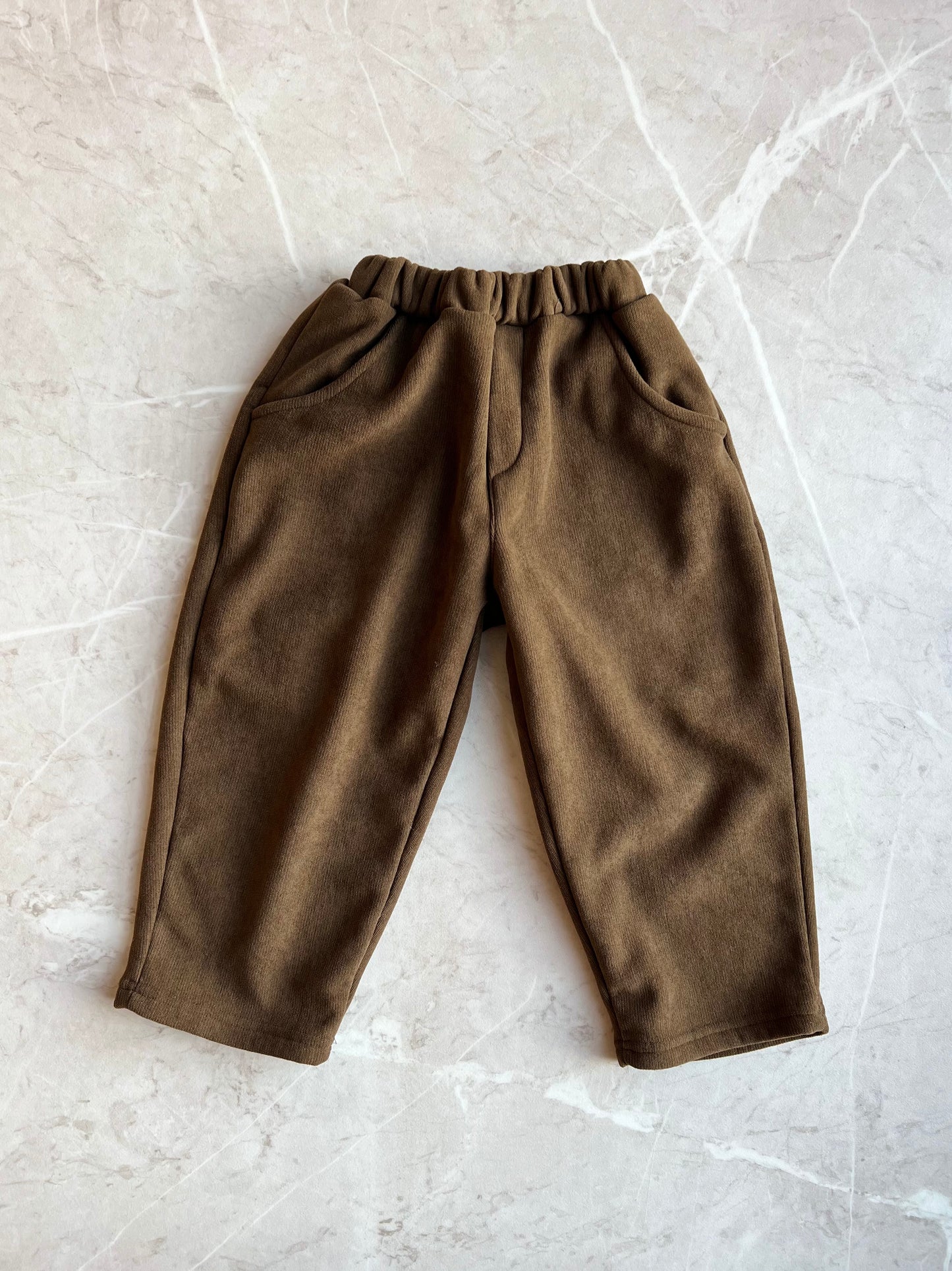 Warm fleeced rib pants - Brown: LAST ONES: 4-5y, 7-8y