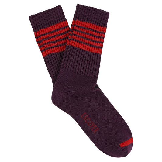 5 stripes socks - wine with red