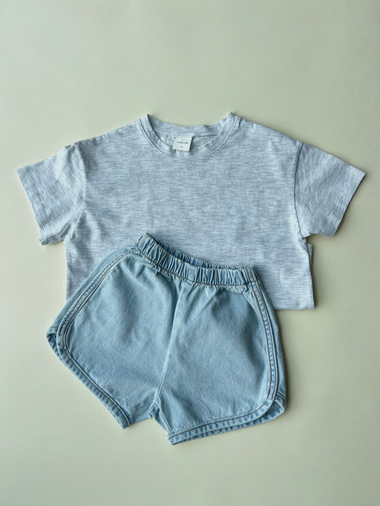 Melo washed tee - White melange