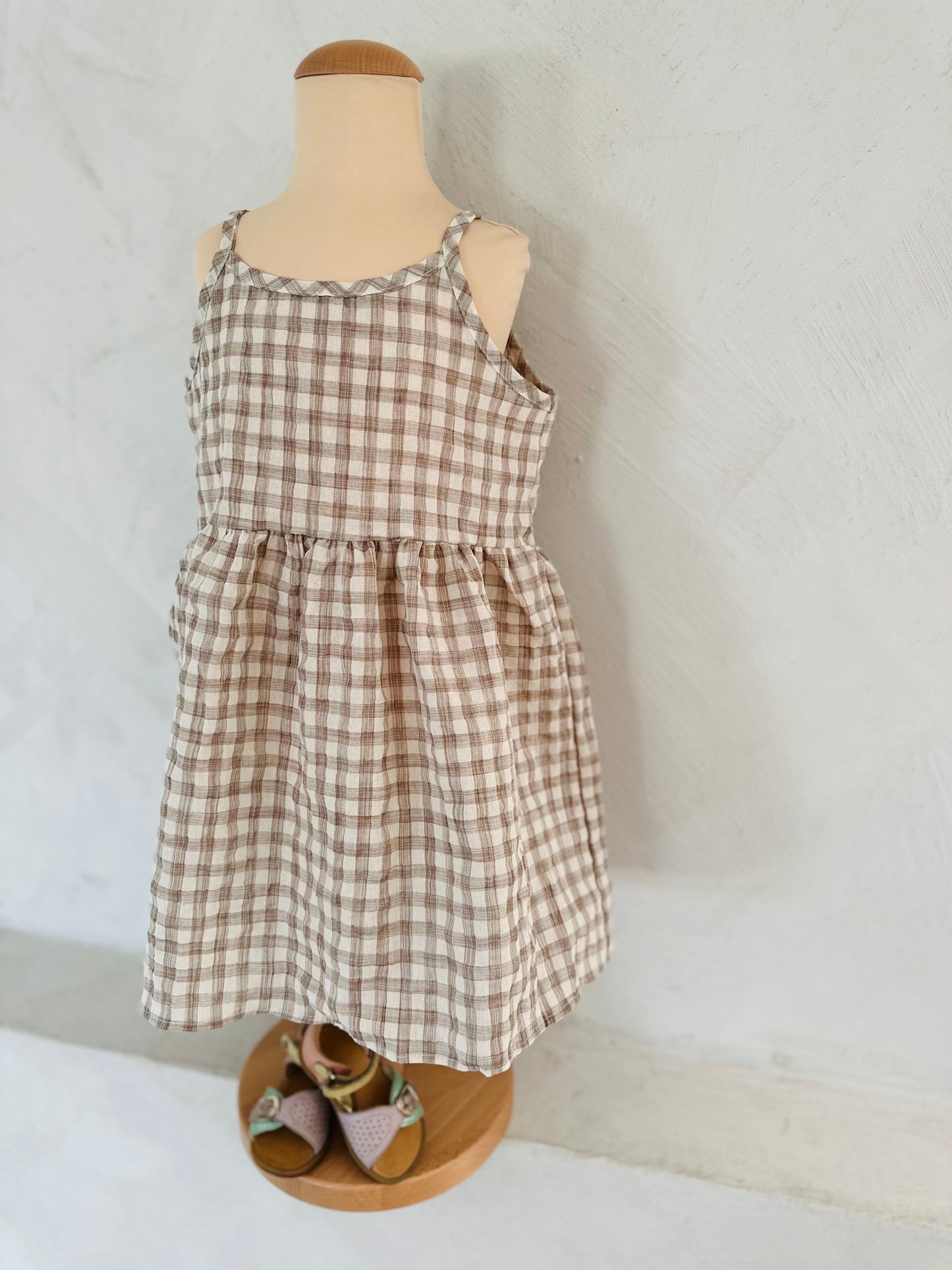 Molly check dress - light brown