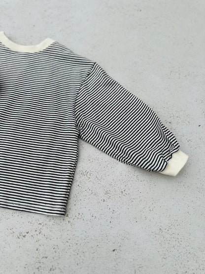 Melmel loose stripe sweatshirt - charcoal