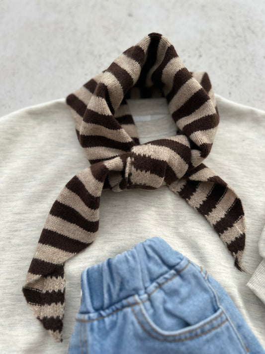 Soft stripe triangle scarf - blue/brown/red