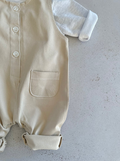 Bebe organic stretch overalls - beige