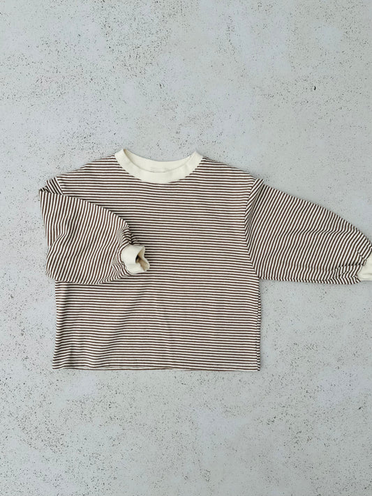 Melmel loose stripe sweatshirt - brown
