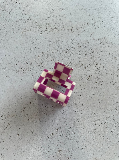 Croco hairpin large - purple/ecru