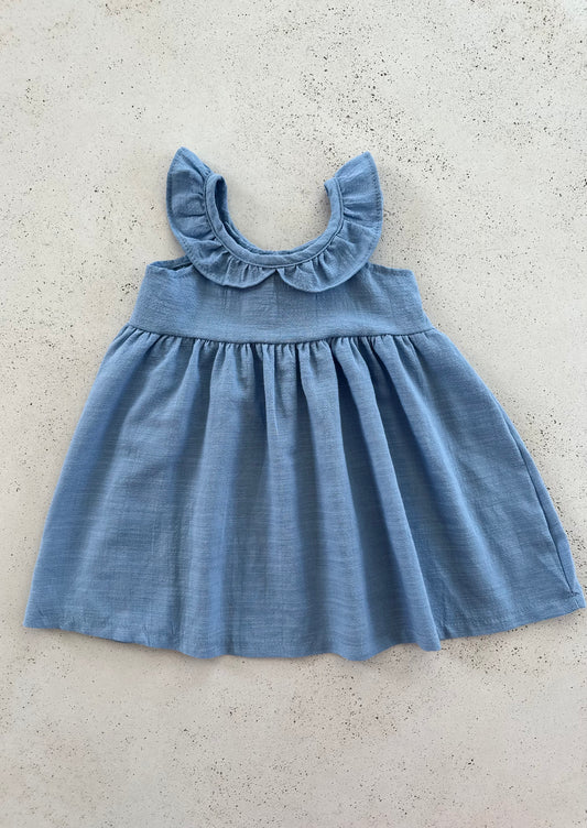 Marie v frill summer dress - soft blue