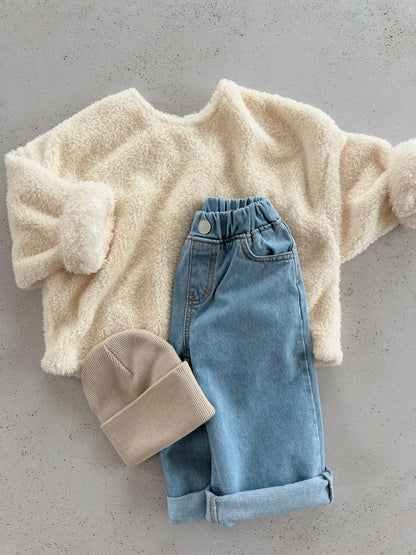 Bong crop fluffy top - cream