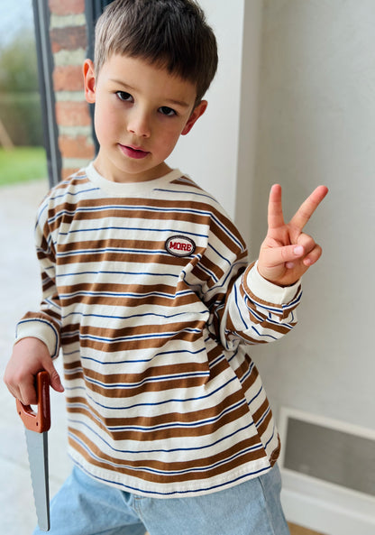 More stripe loose tee - brown/navy