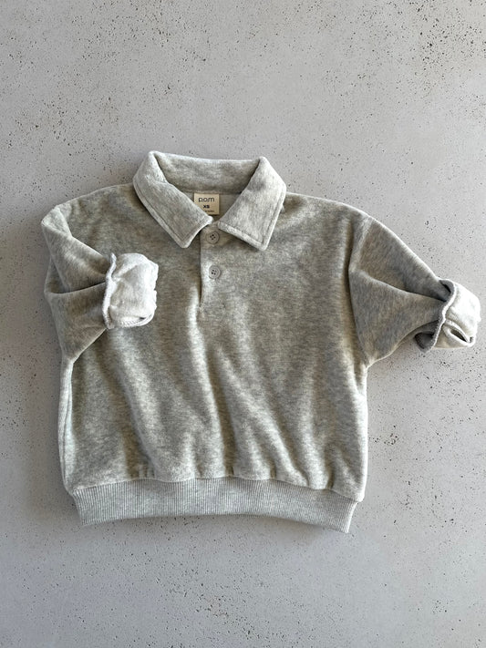 Pom velour collar sweatshirt - melange