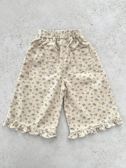 Lilly flower rib pants - ecru