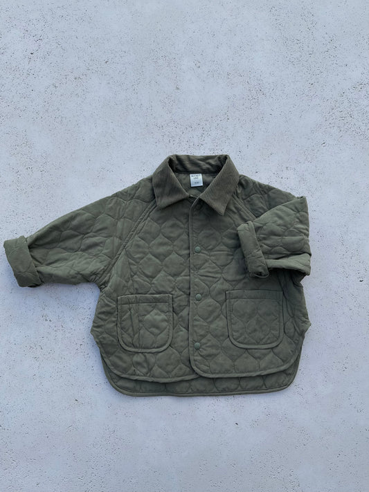 Quin collar quilted jacket - khaki