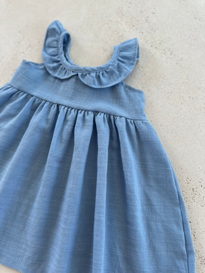 Marie v frill summer dress - soft blue