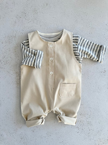 Bebe organic stretch overalls - beige