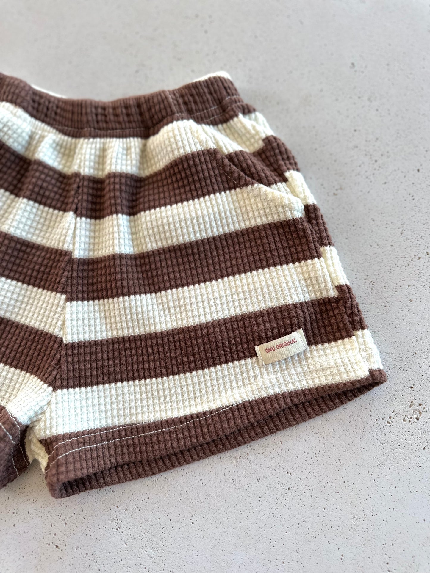 Onu waffle stripe shorts - brown