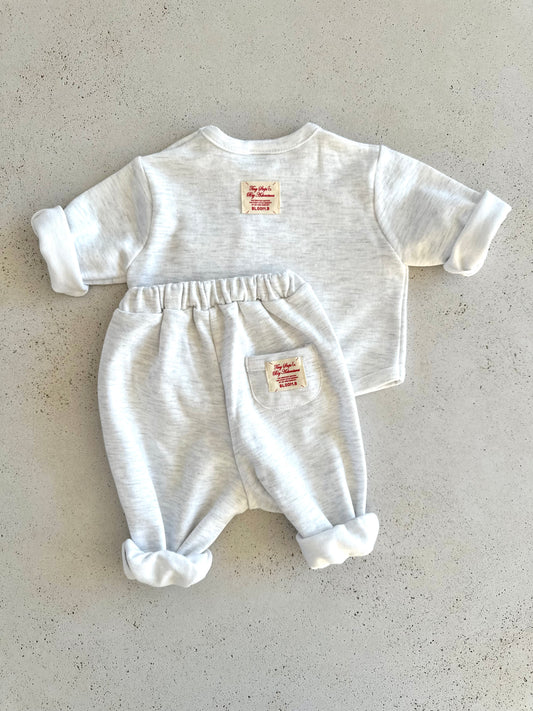 Bebe papa jogger pants - white melange