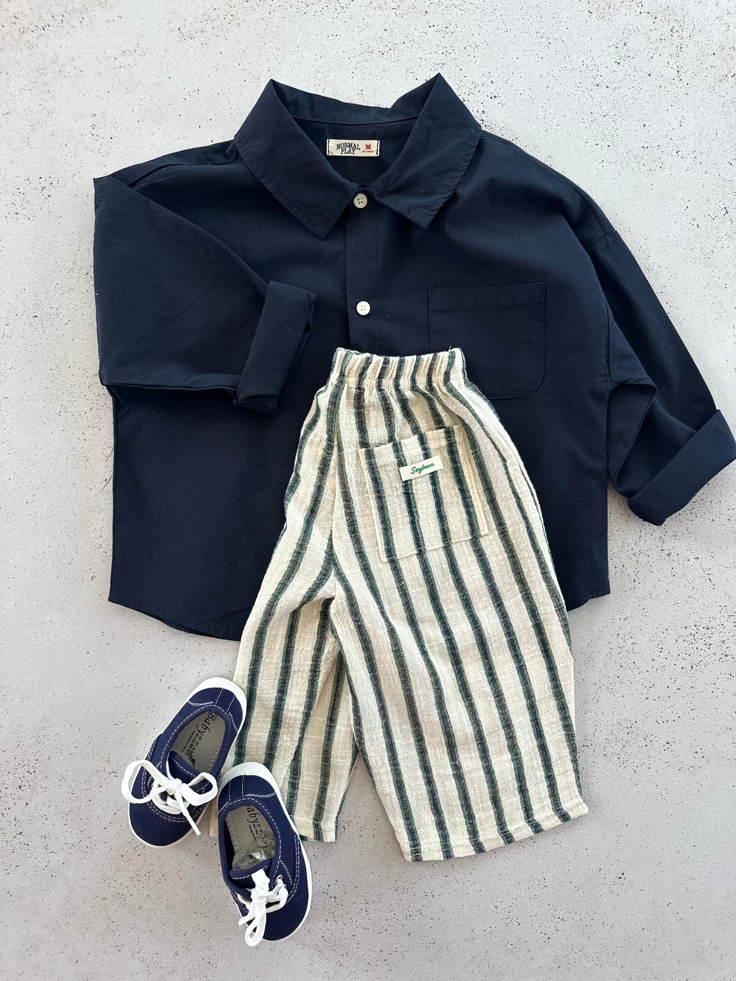 Ben linen curve summer pants - ecru-green