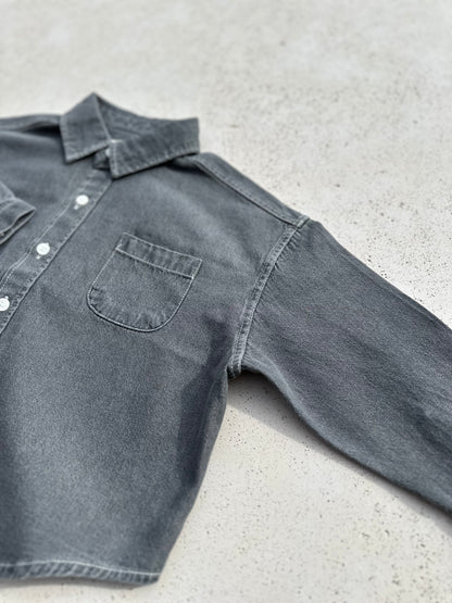 Bucket oversized denim shirt - grey