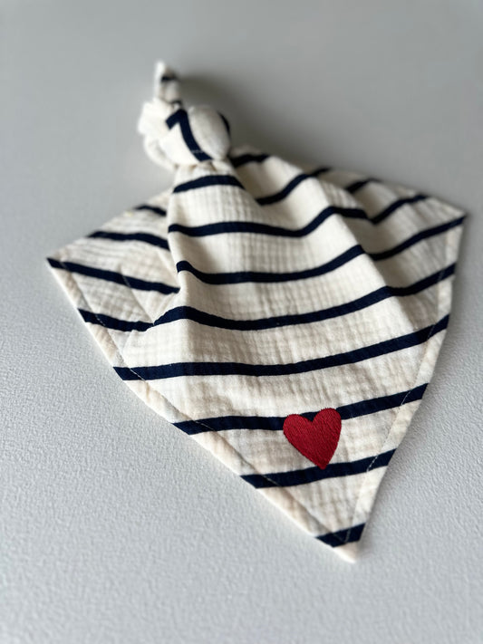 Pacifier cloth cuddle - breton stripe with heart