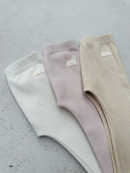 Bebe cotton rib legging - beige/cream/indie-pink