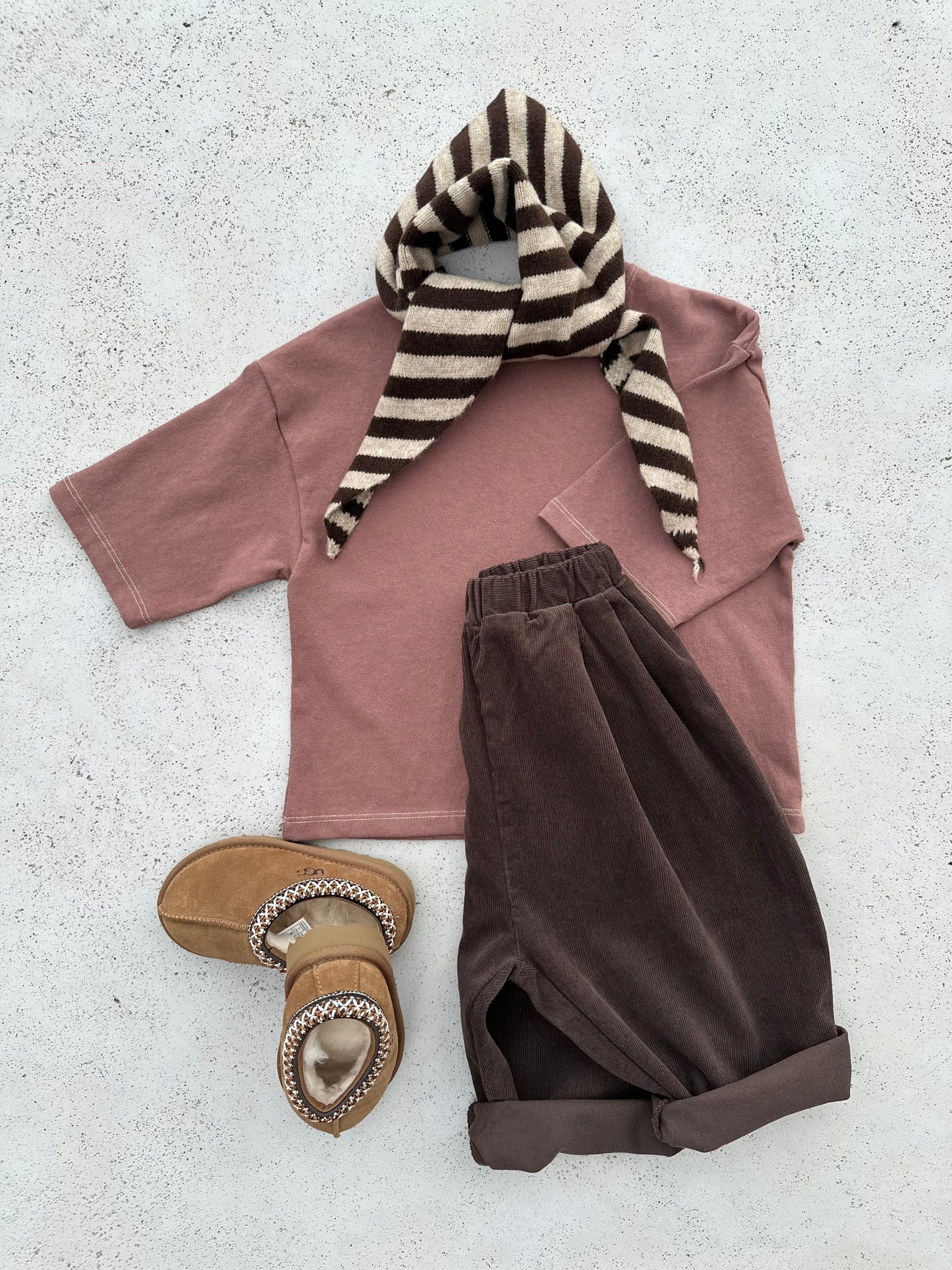 Soft stripe triangle scarf - blue/brown/red