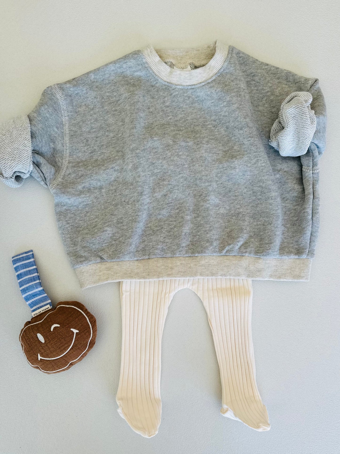 Pacifier cloth pomme - brownie with blue strap