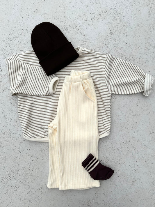 Lily ribbed knit pants - Cream