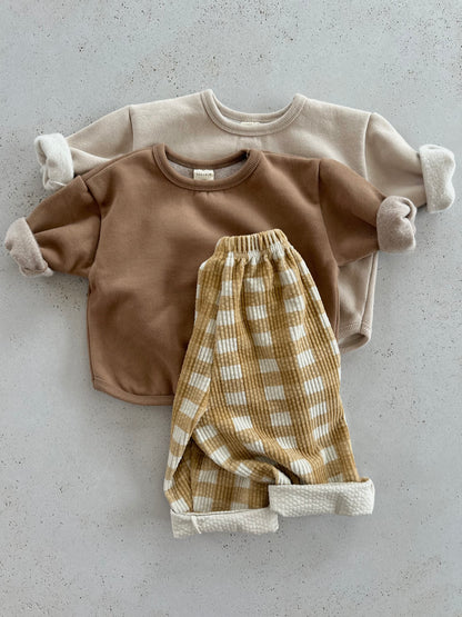 Mochi check rib pants - mustard