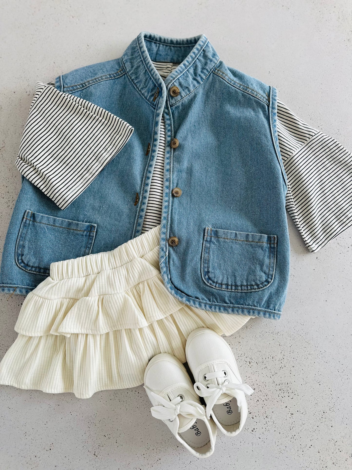 Louise rib ruffle skirt - cream LAST SIZE 1-2Y