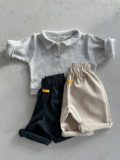 Joey waffle collar sweatshirt - light grey