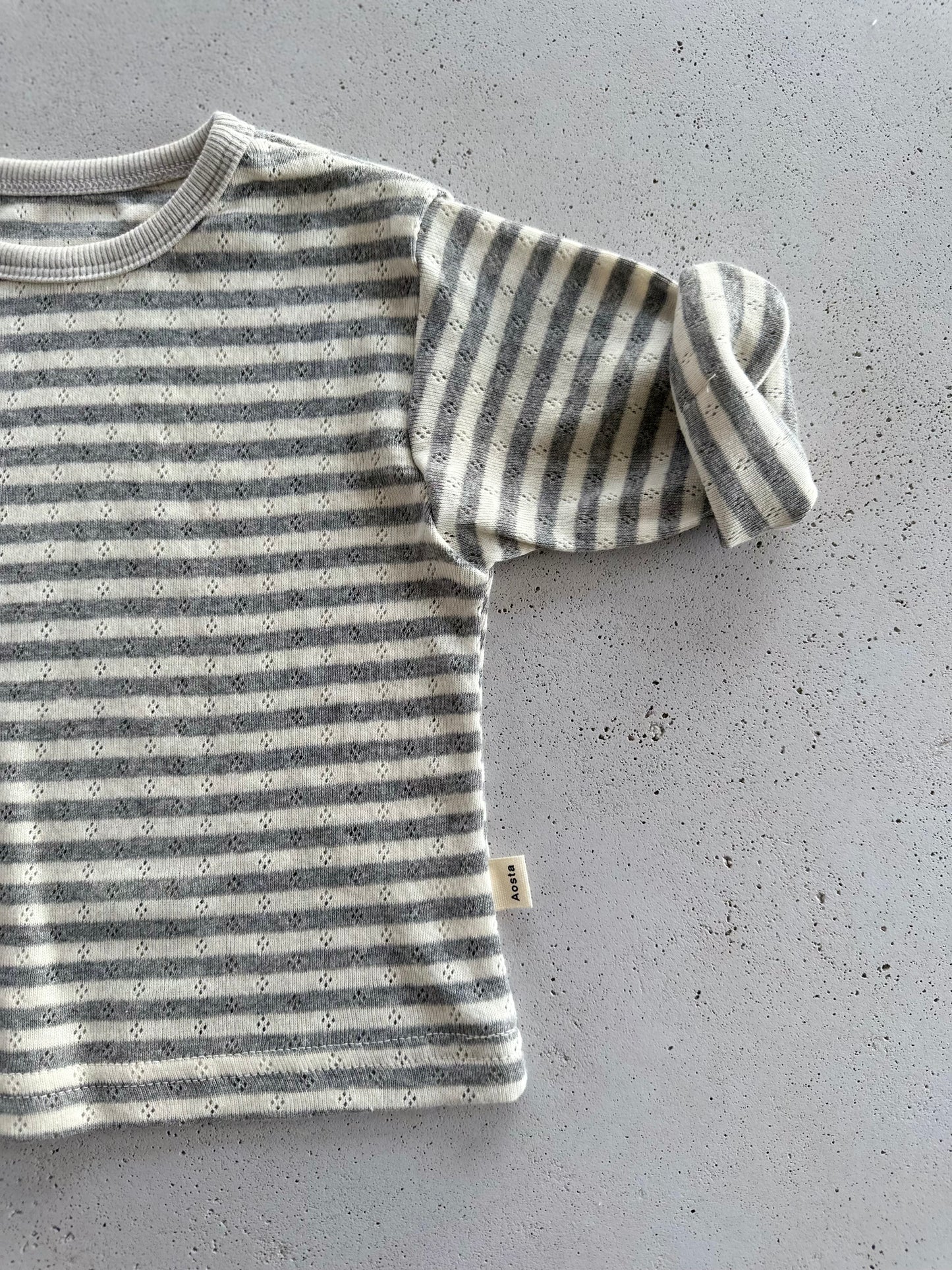 Momenti ajour stripe longsleeve - grey