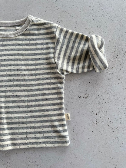 Momenti ajour stripe longsleeve - grey