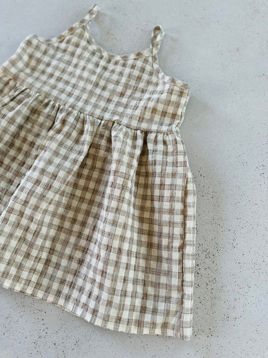 Molly check dress - light brown