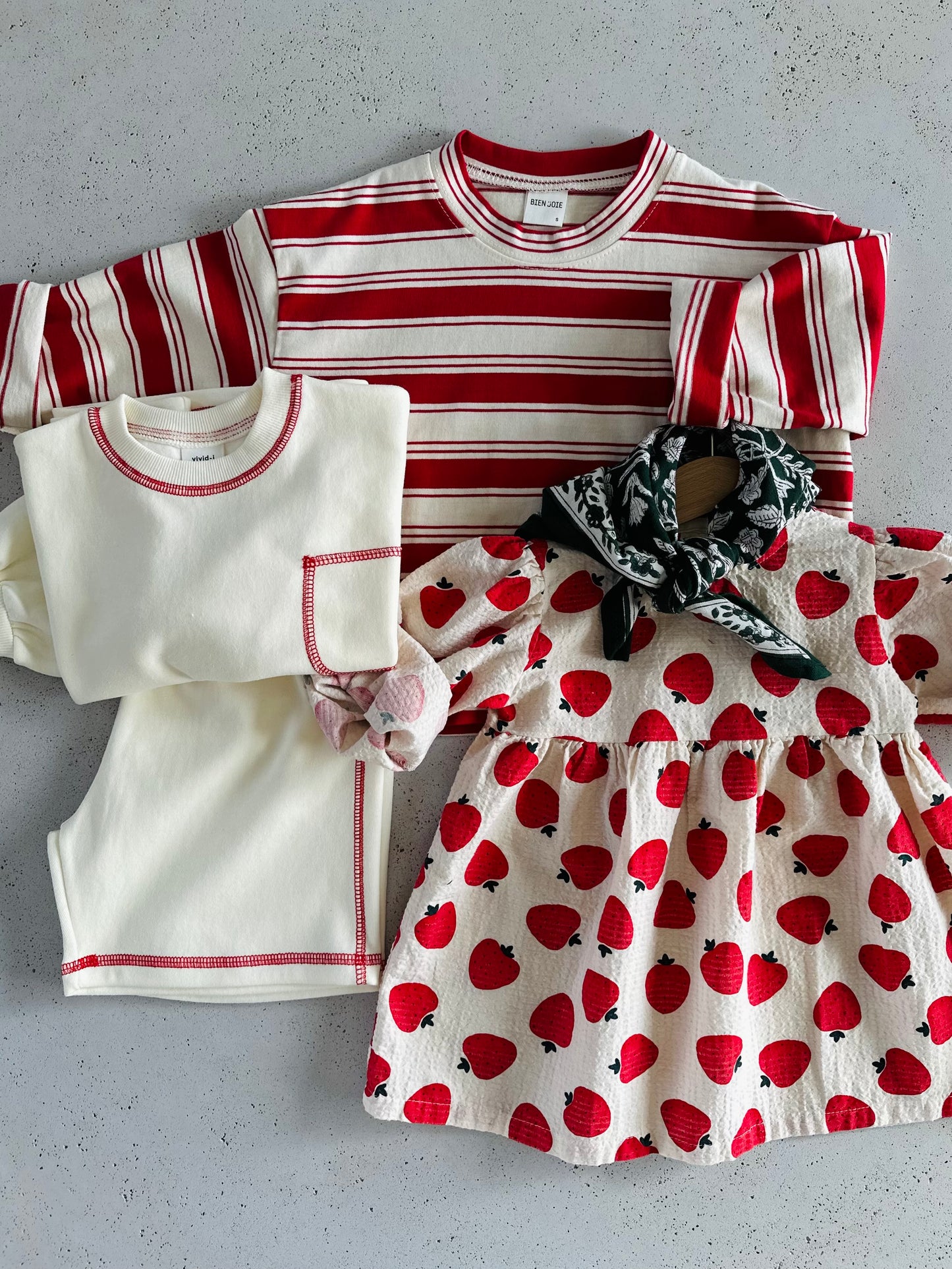 Stitch pocket sweat & shorts set - ecru