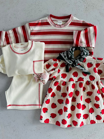 Stitch pocket sweat & shorts set - ecru