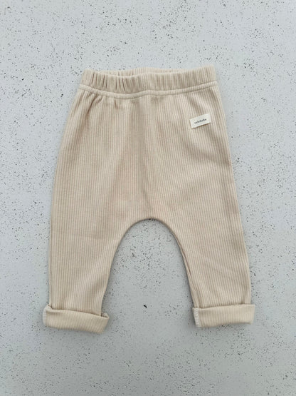 Bebe cotton rib legging - beige/cream/indie-pink
