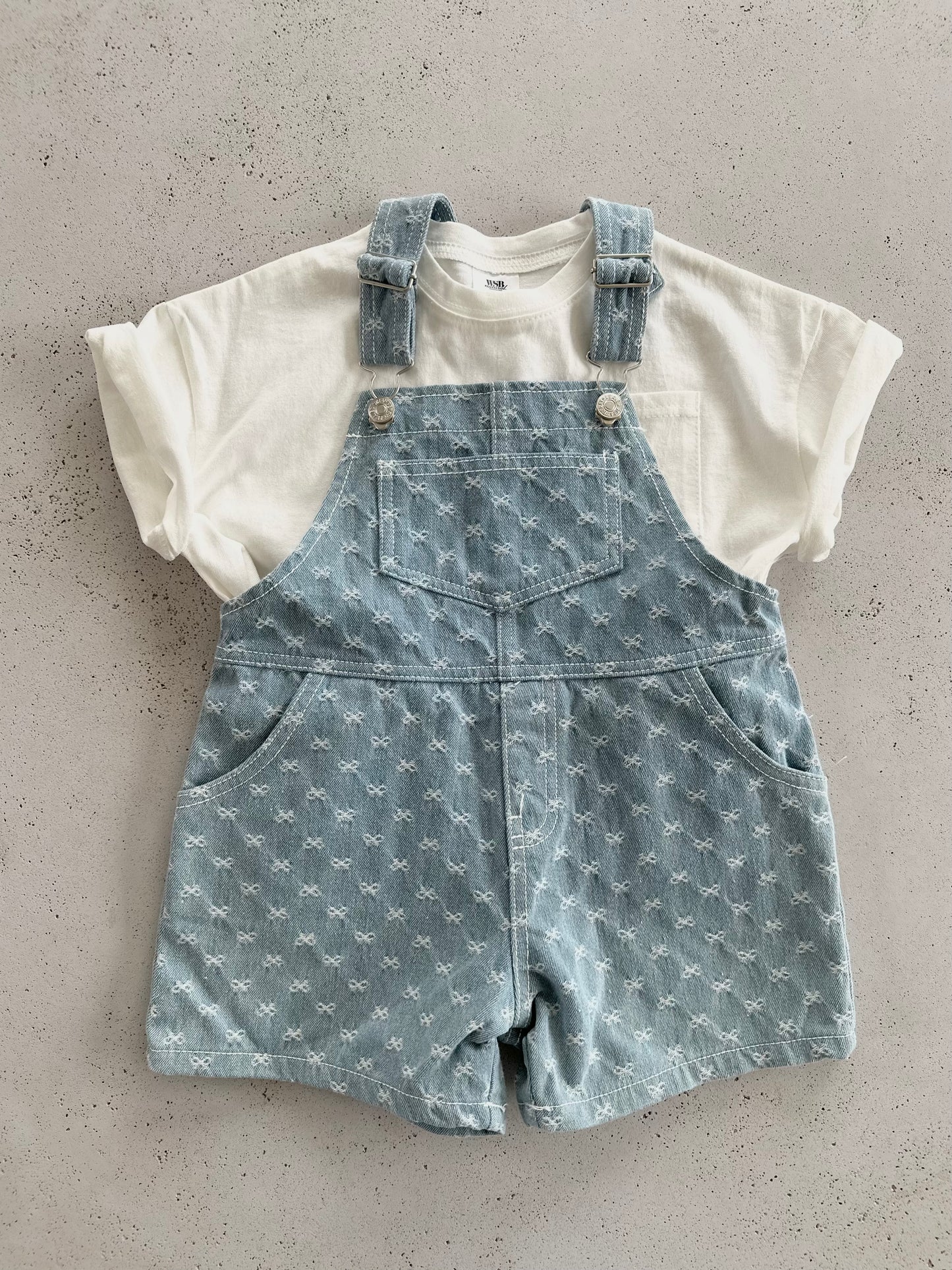 Little bows short dungaree - washing blue
