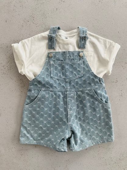 Little bows short dungaree - washing blue