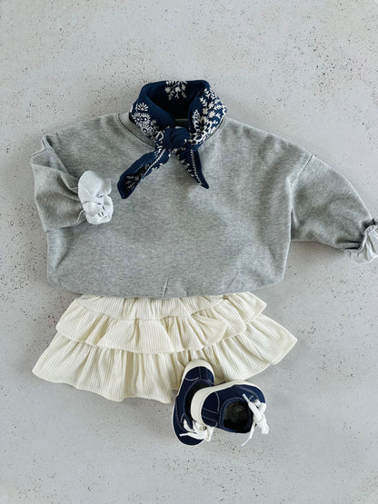 Louise rib ruffle skirt - cream LAST SIZE 1-2Y