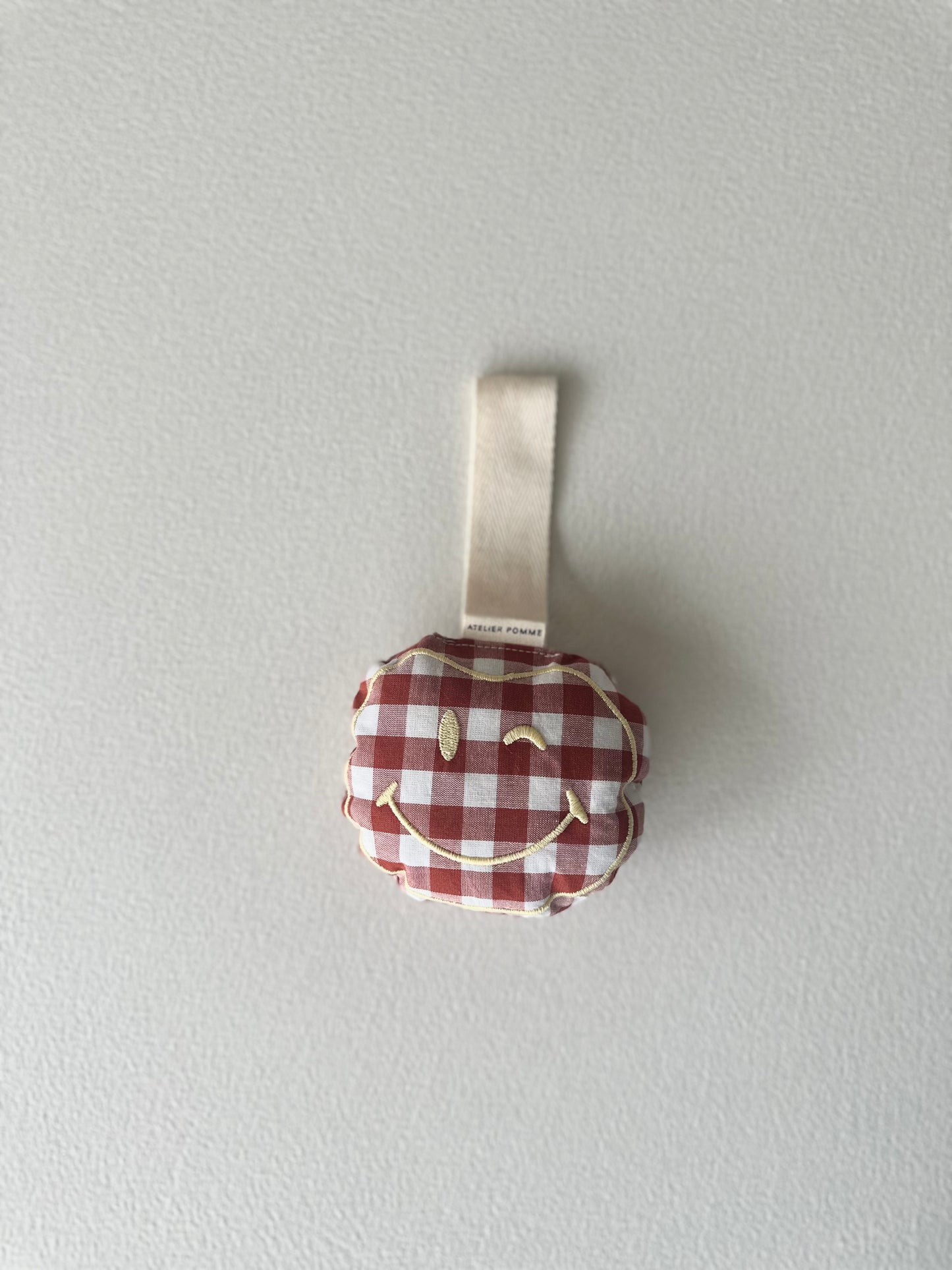 Pacifier cloth pomme - checked bisous brique
